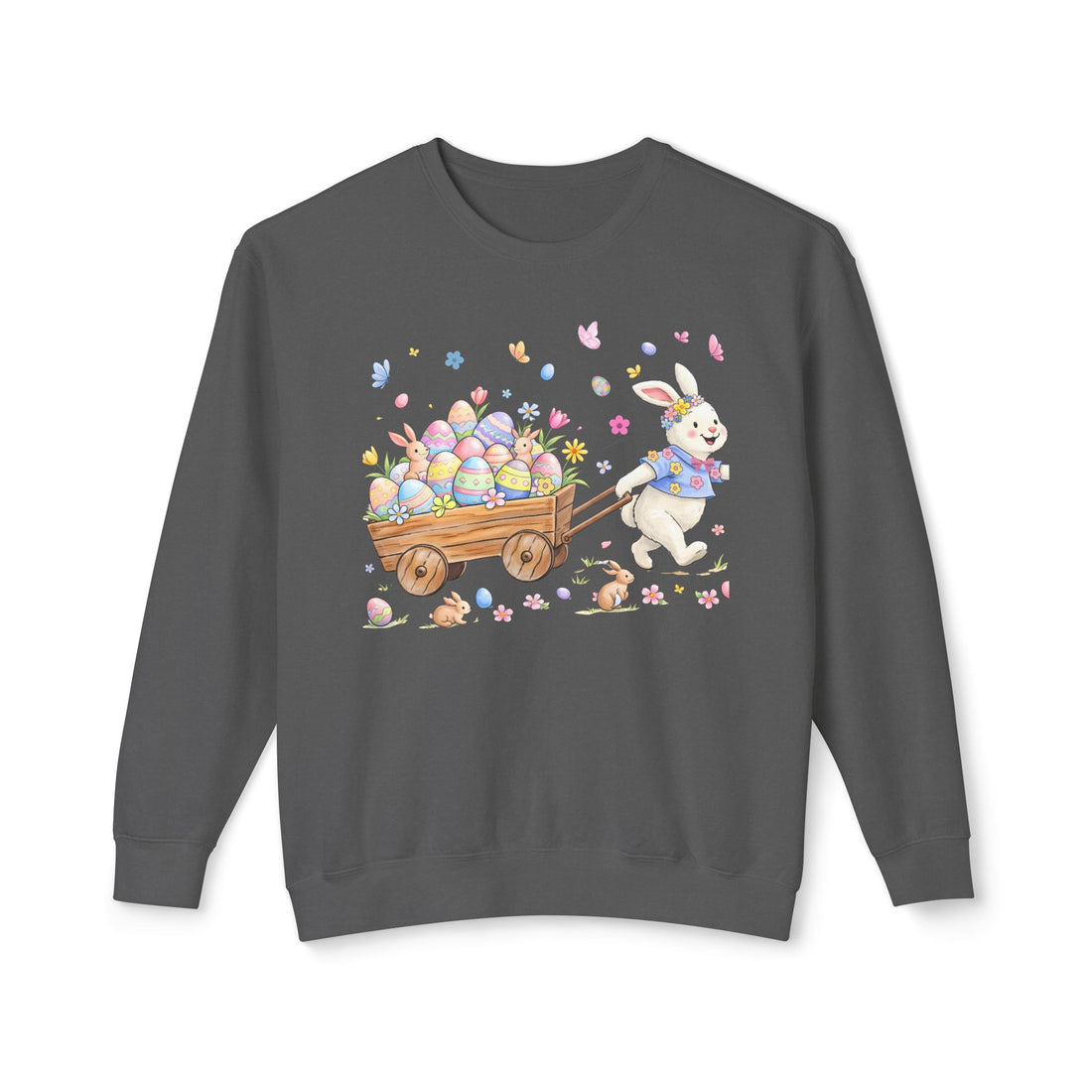 Easter Bunny Wagon Sweatshirt – Cute Pastel Egg Cart Crewneck