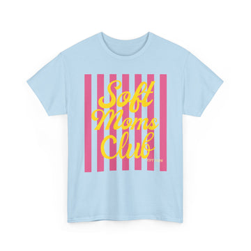 Soft Moms Club T-Shirt | Pink Stripe Retro Graphic Tee for Mom