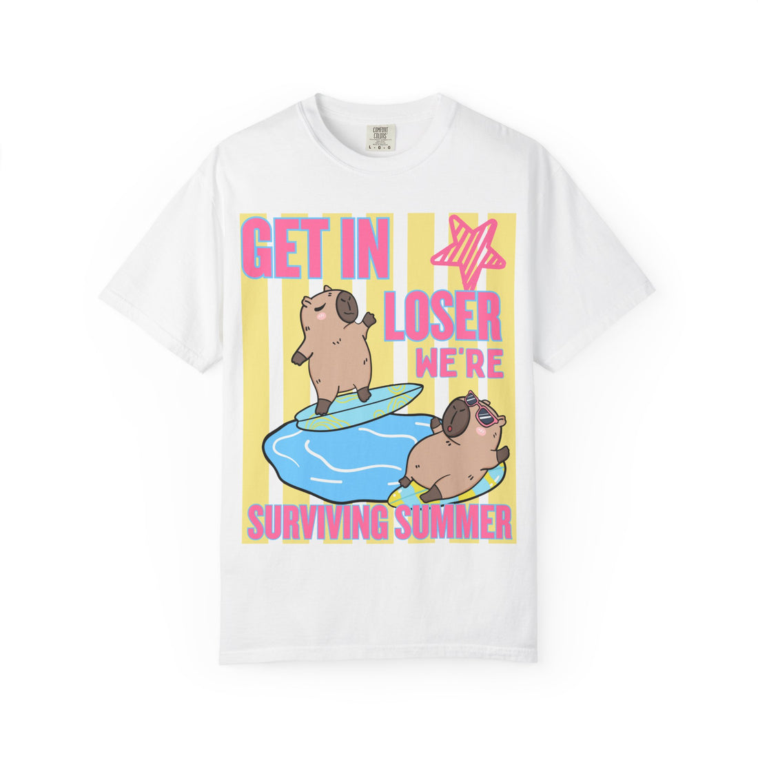 Get In Loser We're Surviving Summer T-Shirt | Funny Pug Tee