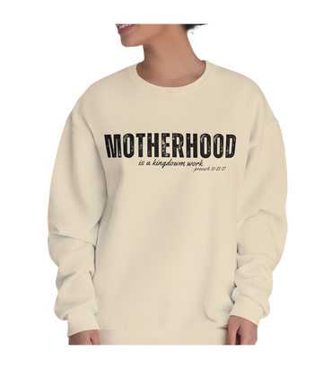 Motherhood Crewneck Sweatshirt — Minimal "MOTHERHOOD" Graphic Pullover