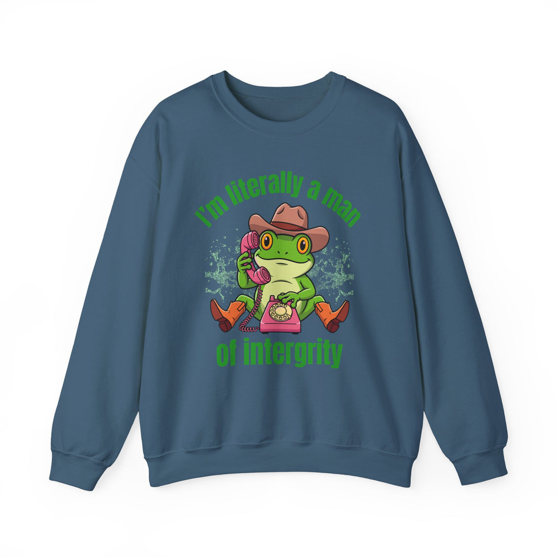 Funny Frog Cowboy Sweatshirt | "Man of Integrity" Graphic Crewneck