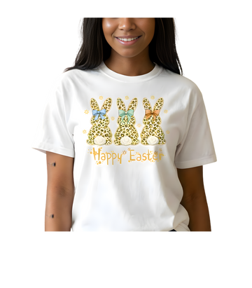 Easter Leopard Bunny T-Shirt | Happy Easter Graphic Tee | Premium Cotton